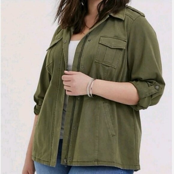 Torrid Military Army Green Anorak Utilty Jacket Women's Plus Size 3X Canvas - Picture 3 of 12